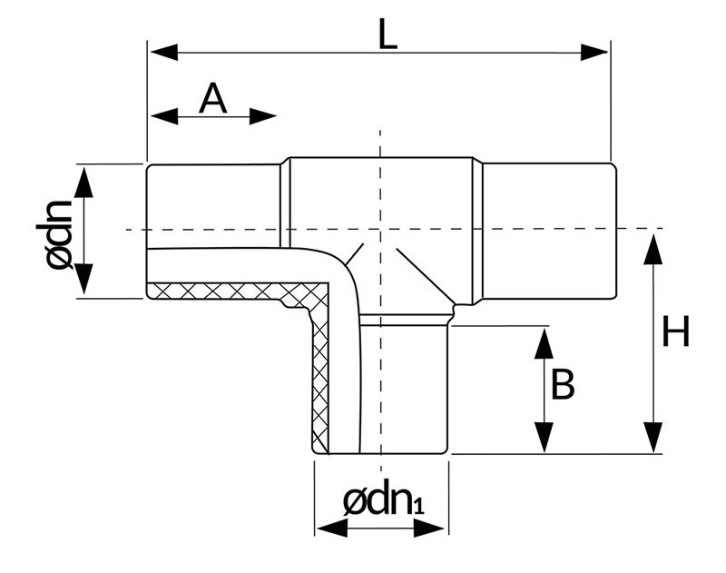 Polyfit Fabrication - Equal Tee Drawing